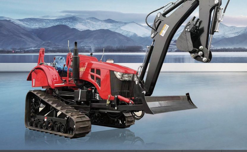 Crawler tractor with excavator